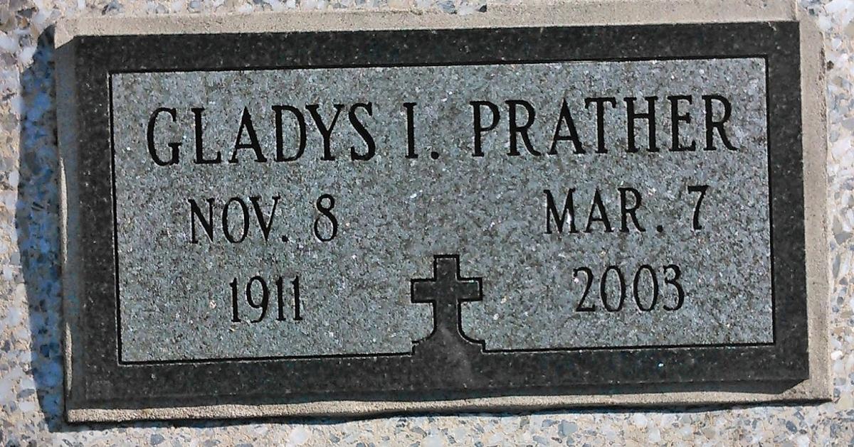 OK, Grove, Buzzard Cemetery, Prather, Gladys I. Headstone