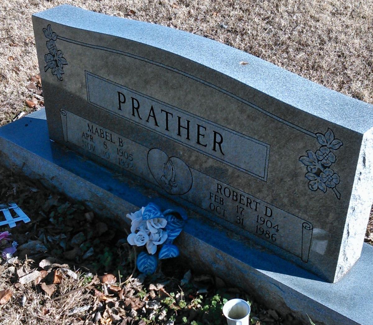 OK, Grove, Buzzard Cemetery, Prather, Robert D. & Mabel B. Headstone