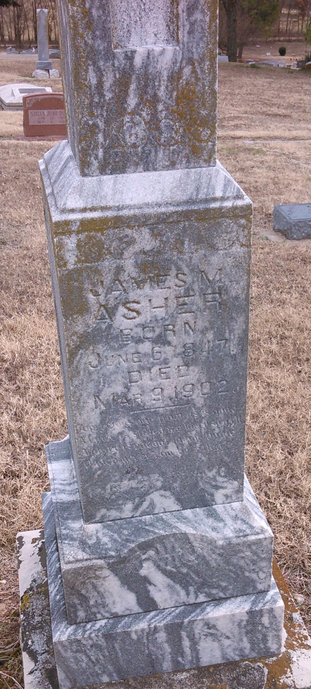 OK, Grove, Olympus Cemetery, Asher, James M. Headstone