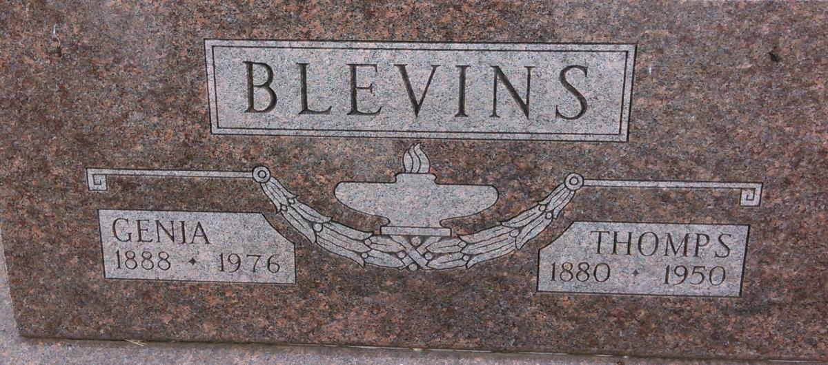 OK, Grove, Olympus Cemetery, Blevins, Thomps & Genia Headstone