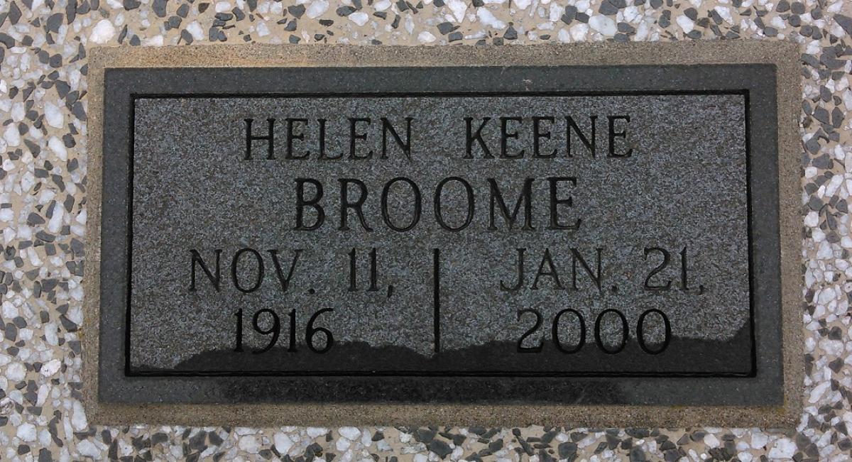 OK, Grove, Olympus Cemetery, Broome, Helen Keene Headstone