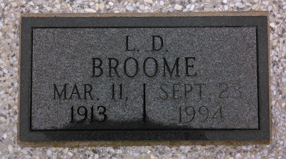 OK, Grove, Olympus Cemetery, Broome, L. D. Headstone