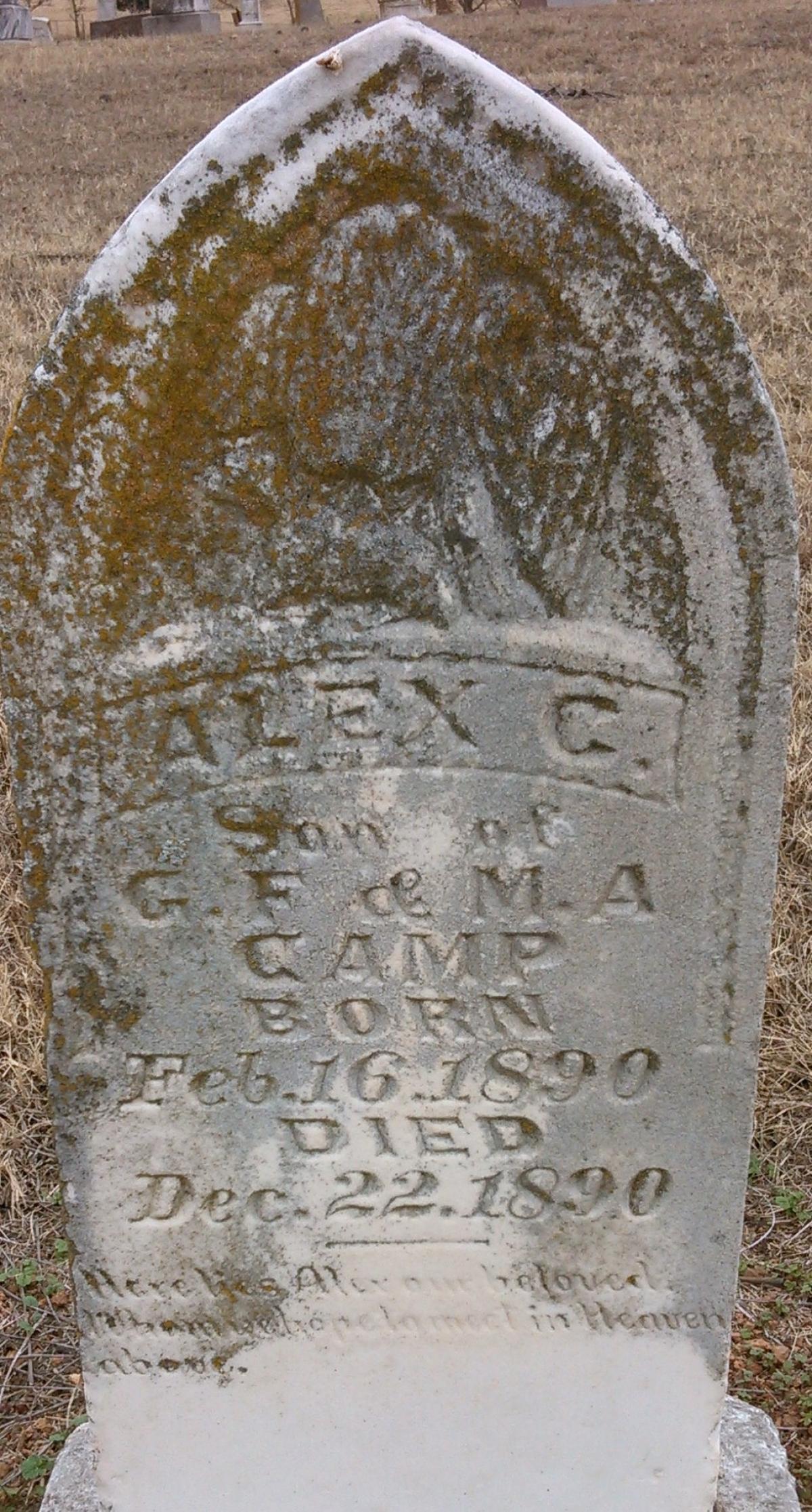 OK, Grove, Olympus Cemetery, Camp, Alex C. Headstone