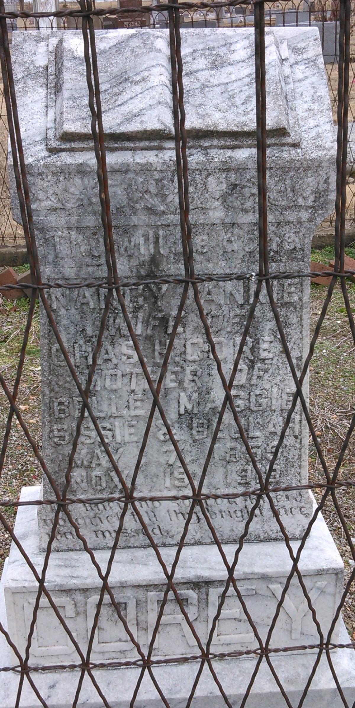 OK, Grove, Olympus Cemetery, Corey, Nancy Annie Headstone