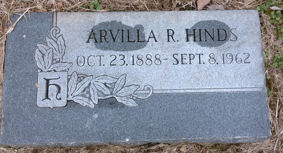 OK, Grove, Olympus Cemetery, Hinds, Arvilla R. Headstone