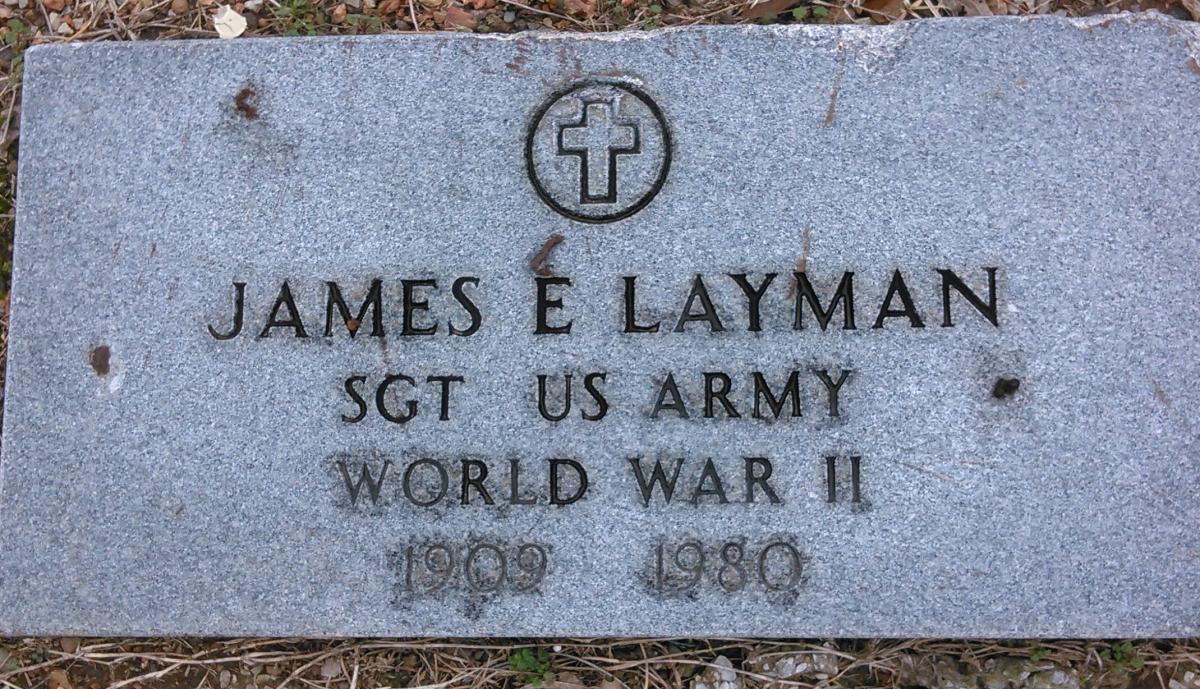 OK, Grove, Olympus Cemetery, Layman, James E. Military Headstone