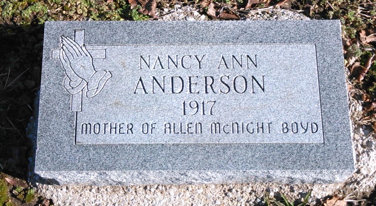 OK, Grove, Buzzard Cemetery, Anderson, Nancy Ann Headstone