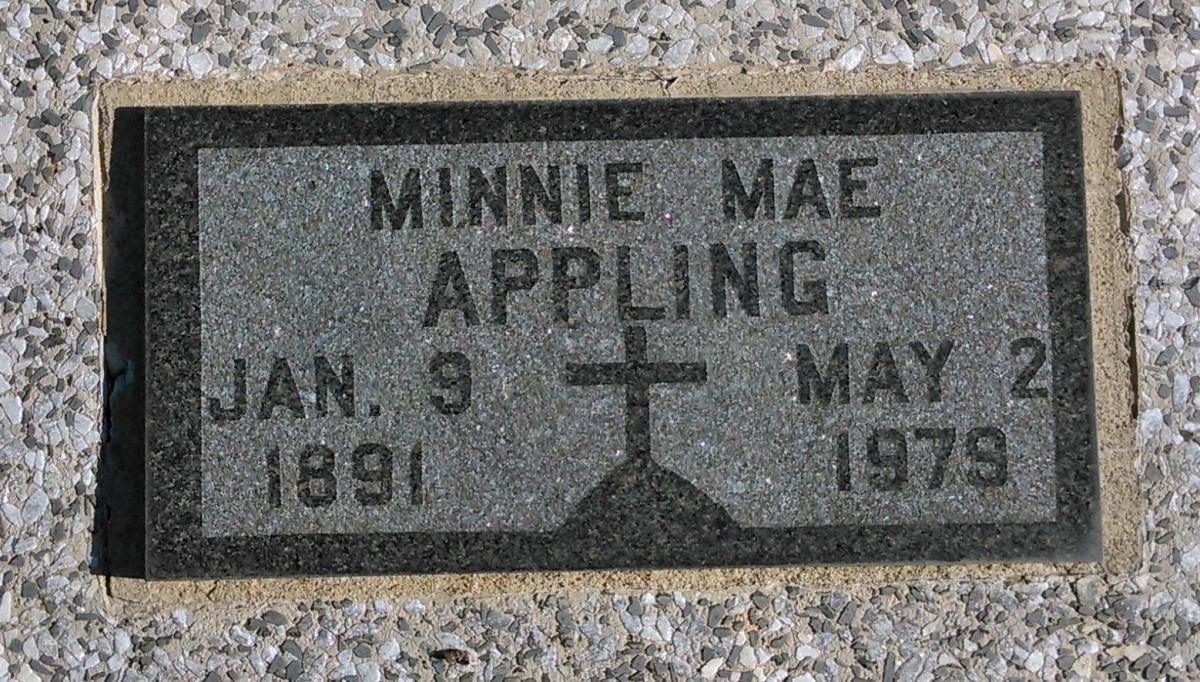 OK, Grove, Buzzard Cemetery, Appling, Minnie Mae Headstone