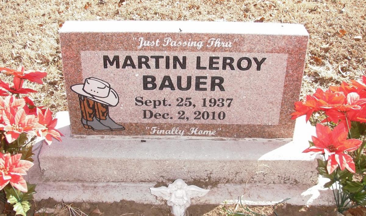 OK, Grove, Buzzard Cemetery, Bauer, Martin Leroy Headstone