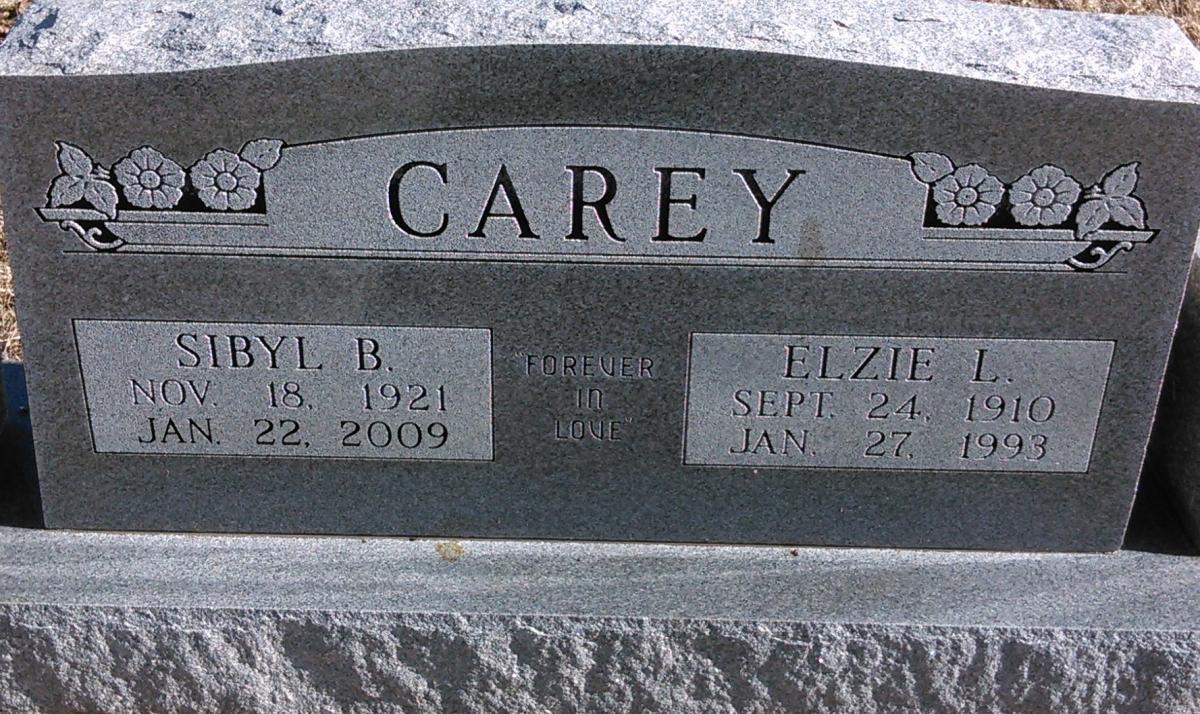 OK, Grove, Buzzard Cemetery, Carey, Sibyl B. & Elzie L. Headstone