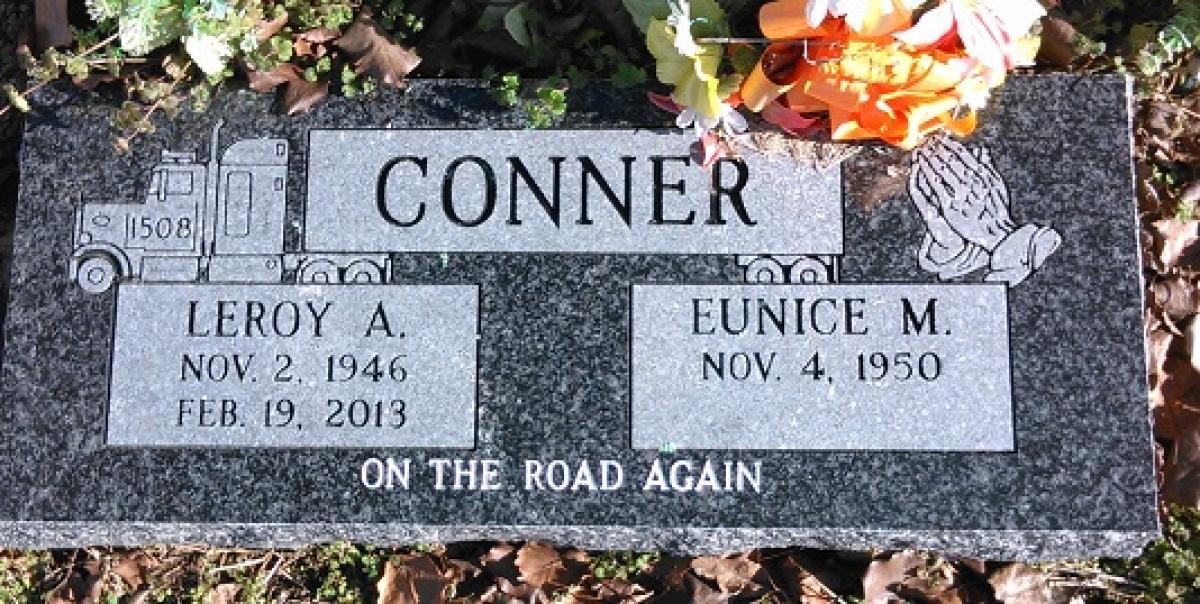 OK, Grove, Buzzard Cemetery, Conner, Leroy A. & Eunice M. Headstone