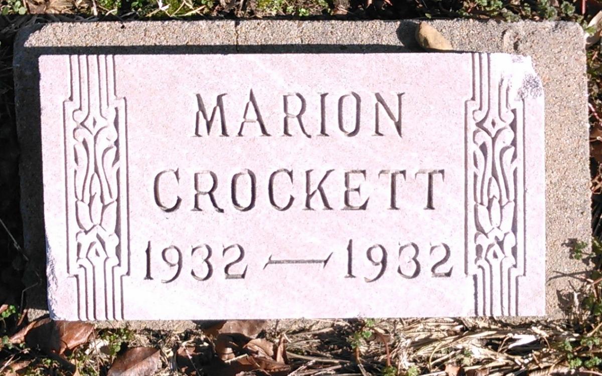 OK, Grove, Buzzard Cemetery, Crockett, Marion Headstone