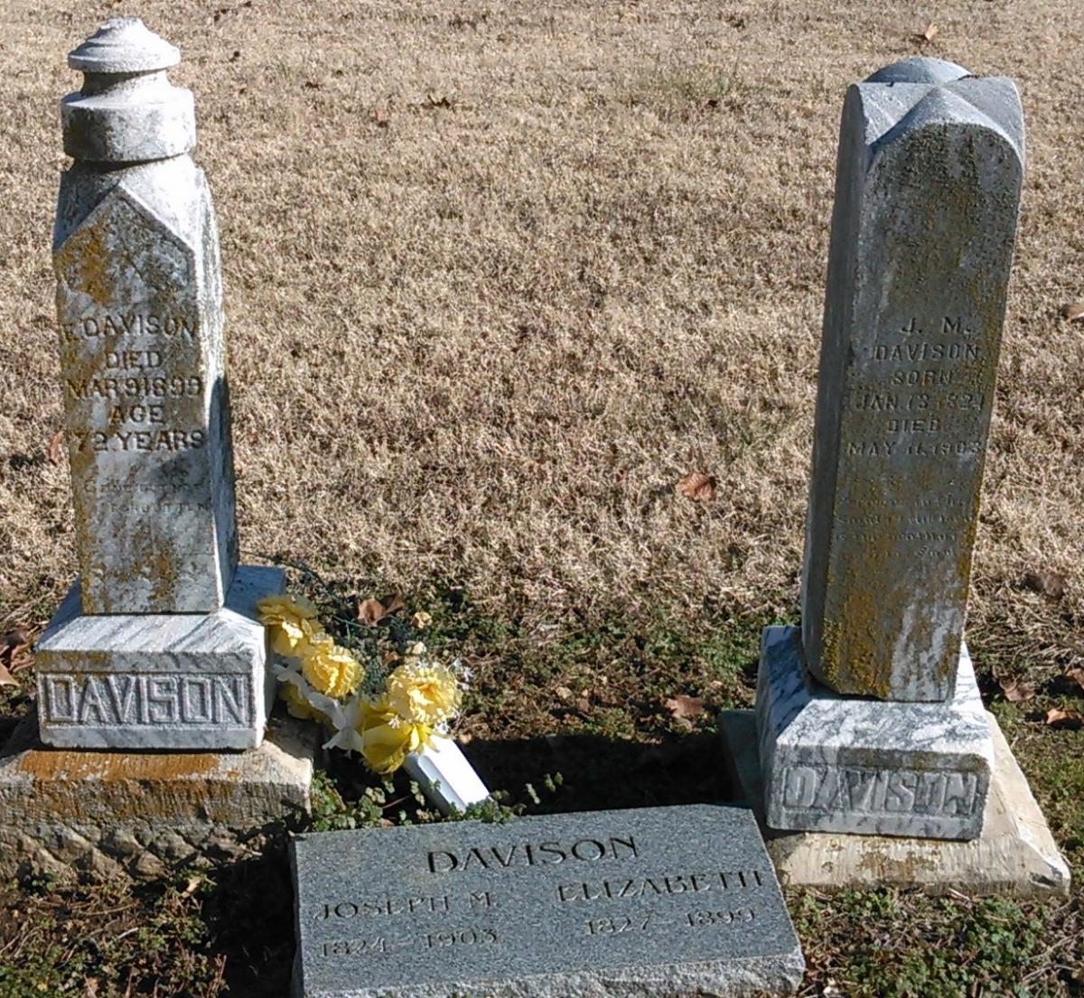 OK, Grove, Buzzard Cemetery, Davison, Joseph M. & Elizabeth Headstones