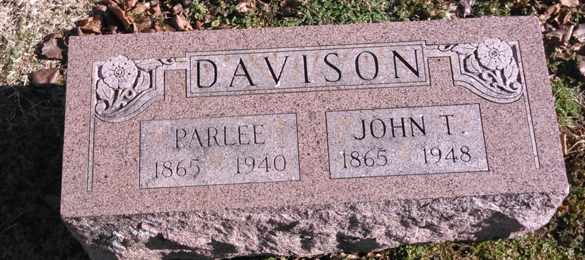 OK, Grove, Buzzard Cemetery, Davison, John T. & Parlee Headstone