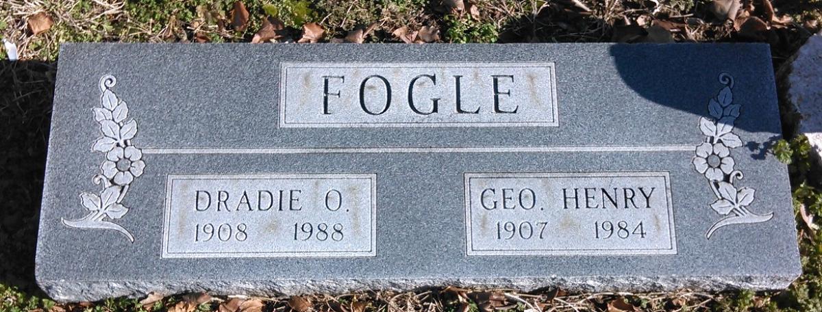 OK, Grove, Buzzard Cemetery, Fogle, Geo. Henry & Dradie O. Headstone