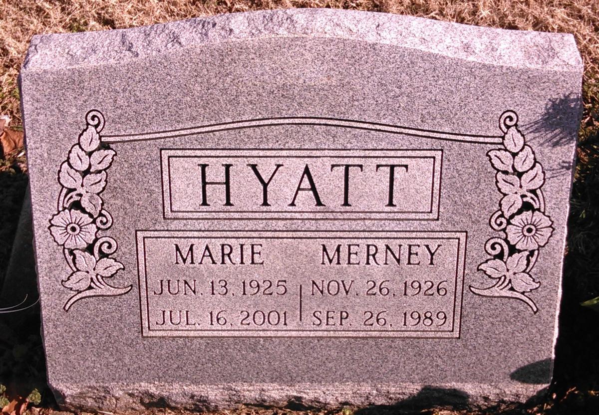 OK, Grove, Buzzard Cemetery, Hyatt, Merney & Marie Headstone