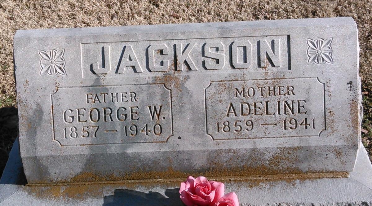 OK, Grove, Buzzard Cemetery, Jackson, George W. & Adeline Headstone