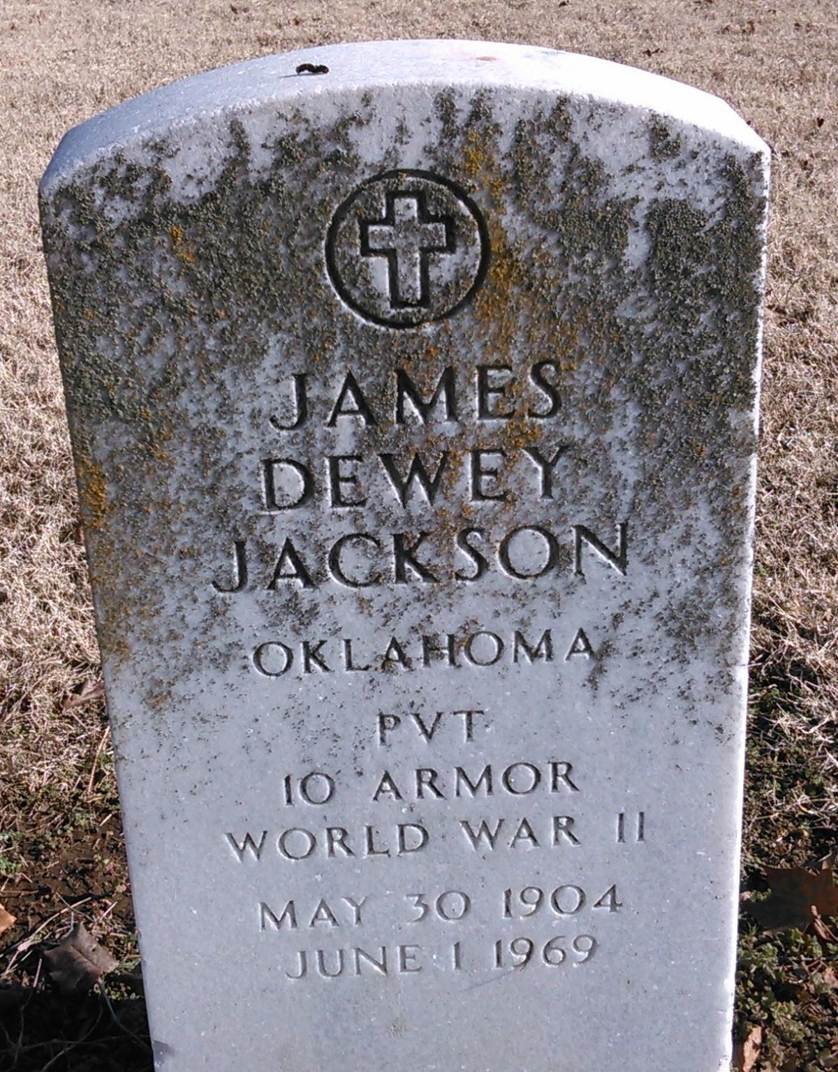 OK, Grove, Buzzard Cemetery, Jackson, James Dewey Headstone