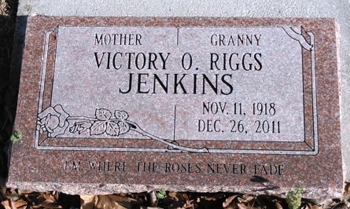 OK, Grove, Buzzard Cemetery, Jenkins, Victory O. Riggs Headstone