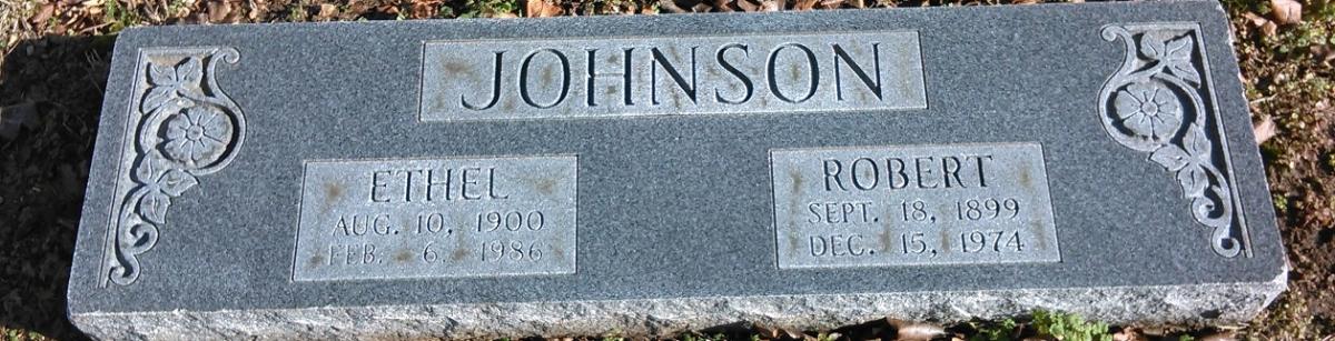 OK, Grove, Buzzard Cemetery, Johnson, Robert & Ethel Headstone