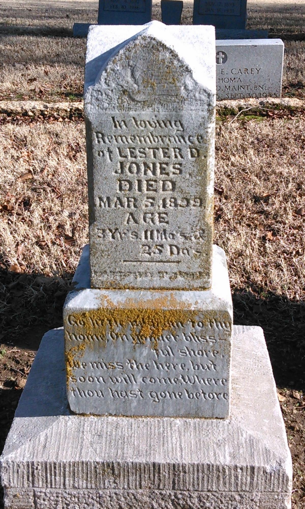 OK, Grove, Buzzard Cemetery, Jones, Lester D. Headstone