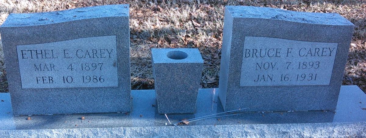 OK, Grove, Buzzard Cemetery, Carey, Bruce F. & Ethel E. Headstone
