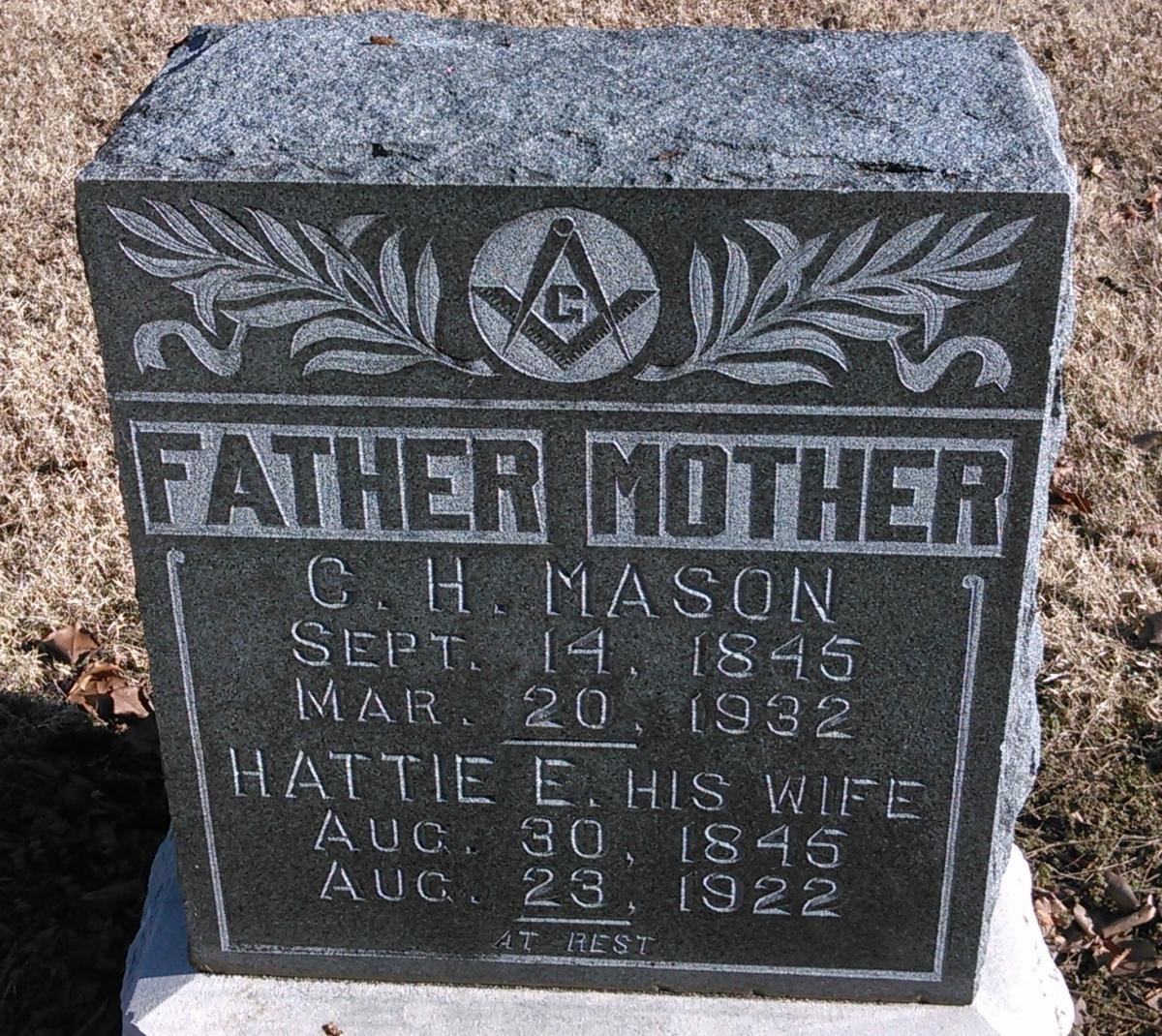 OK, Grove, Buzzard Cemetery, Mason, C. H. & Hattie E. Headstone