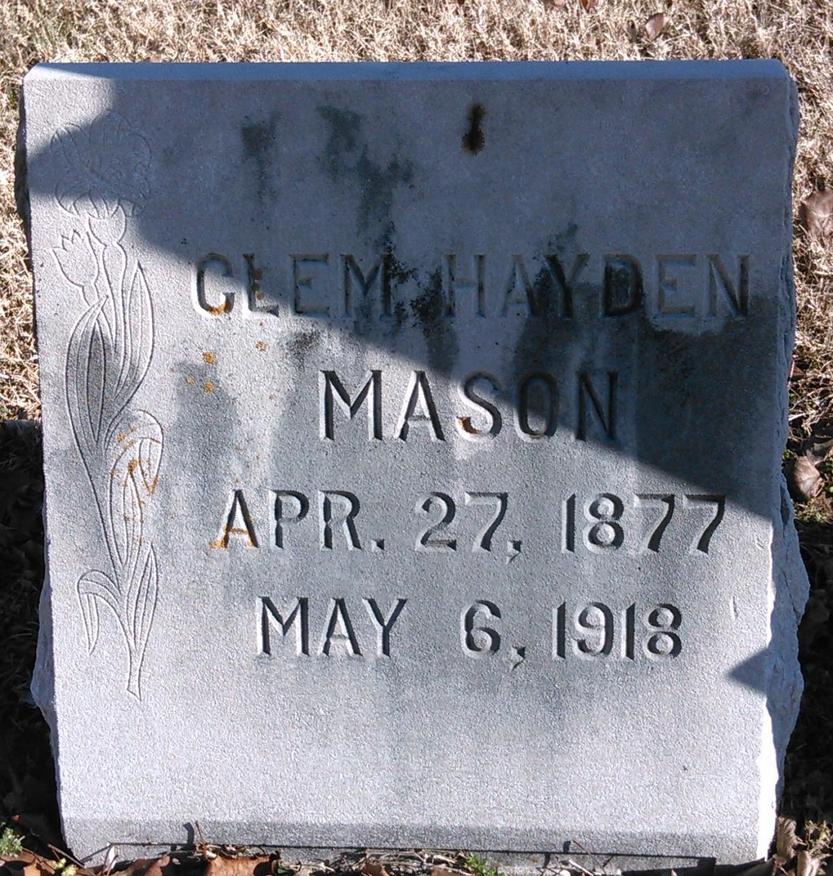 OK, Grove, Buzzard Cemetery, Mason, Clem Hayden Headstone