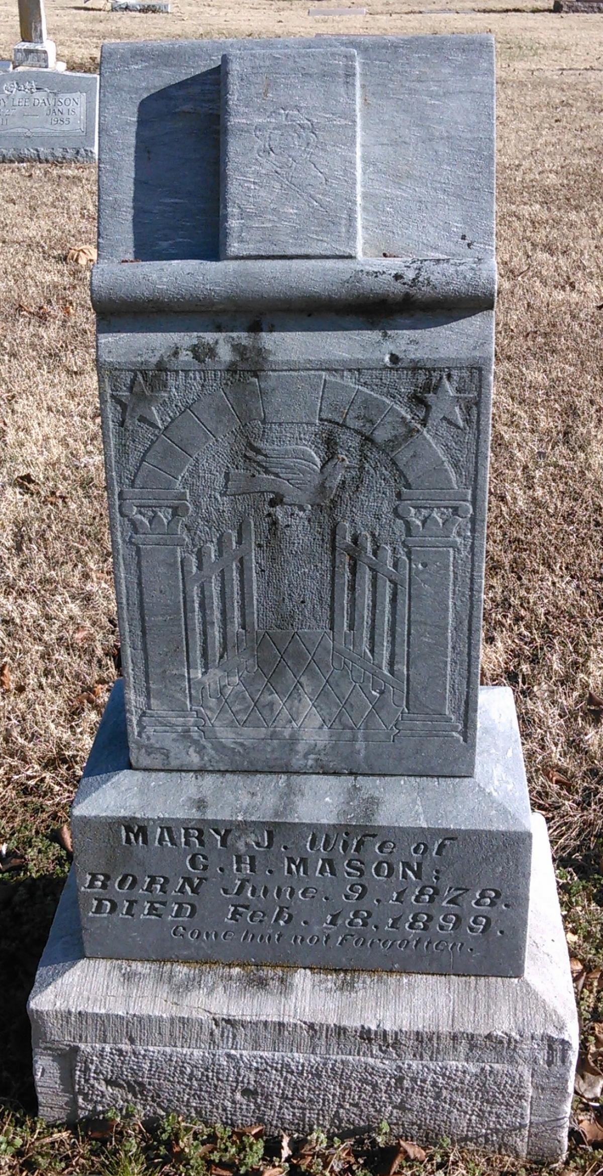 OK, Grove, Buzzard Cemetery, Mason, Mary J. Headstone