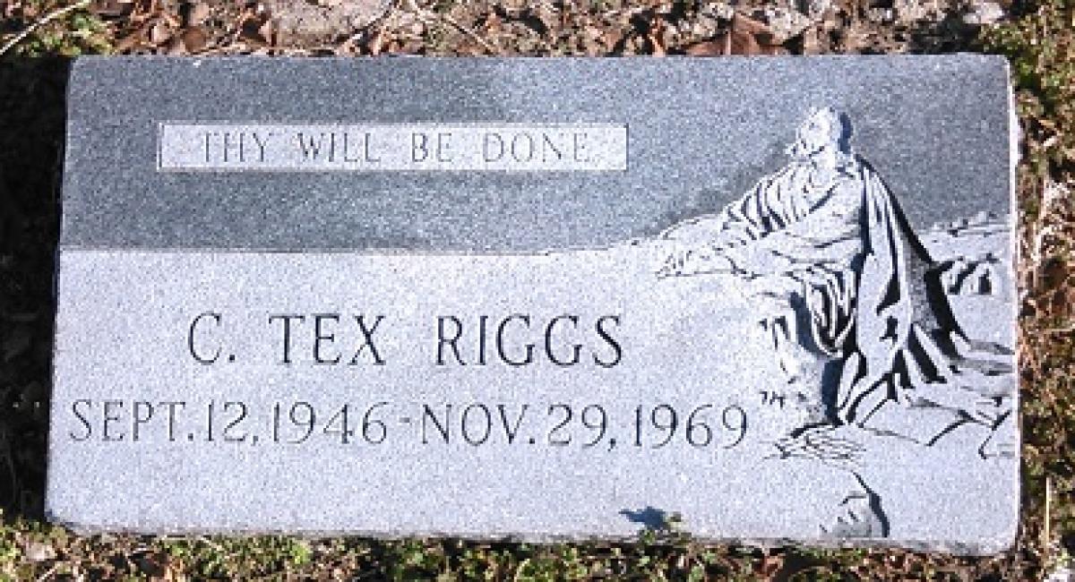 OK, Grove, Buzzard Cemetery, Riggs, C. Tex Headstone
