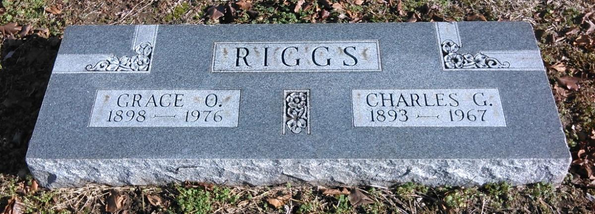 OK, Grove, Buzzard Cemetery, Riggs, Charles G. & Grace O. Headstone