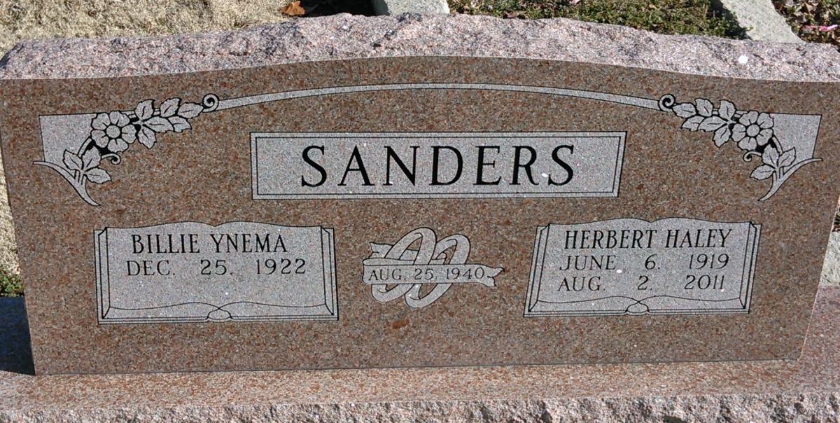 OK, Grove, Buzzard Cemetery, Sanders, Herbert Haley & Billie Ynema Headstone