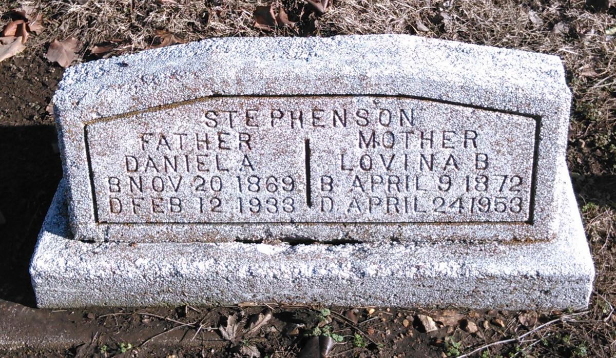 OK, Grove, Buzzard Cemetery, Stephenson, Daniel A. & Lovina B. Headstone