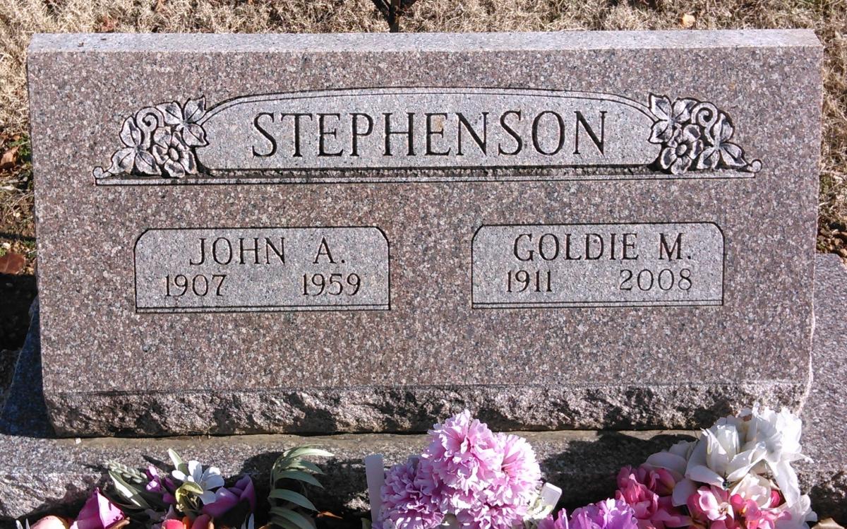 OK, Grove, Buzzard Cemetery, Stephenson, John A. & Goldie M. Headstone