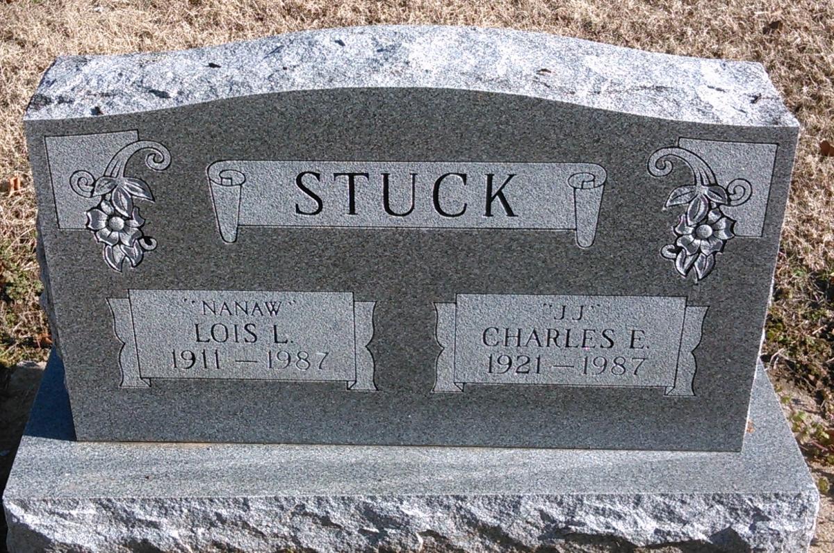 OK, Grove, Buzzard Cemetery, Stuck, Charles E. & Lois L. Headstone