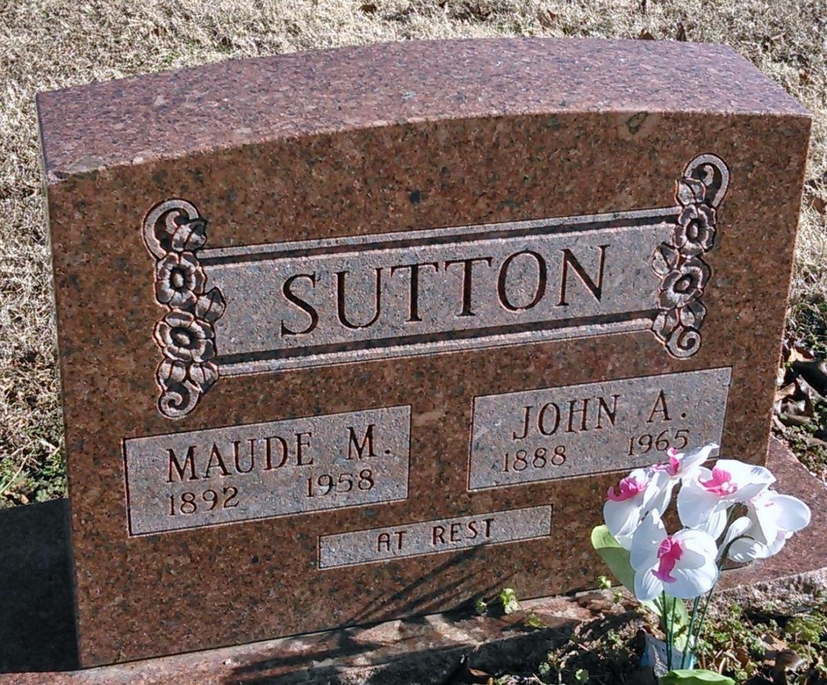 OK, Grove, Buzzard Cemetery, Sutton, John A. & Maude M. Headstone