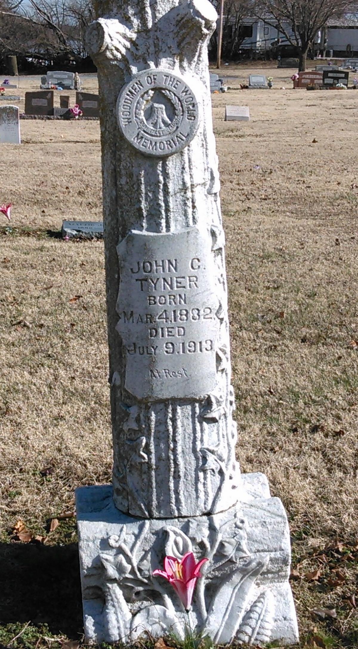 OK, Grove, Buzzard Cemetery, Tyner, John C. Headstone