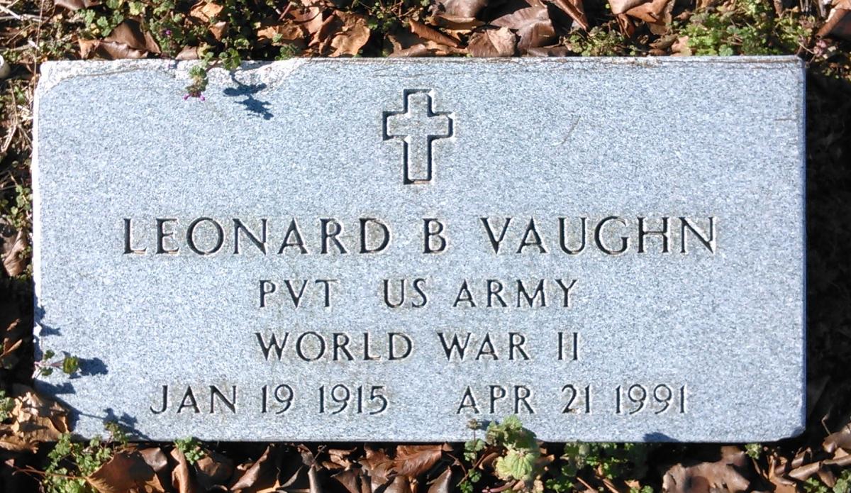 OK, Grove, Buzzard Cemetery, Vaughn, Leonard B. Military Headstone