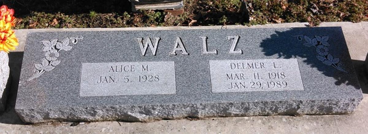 OK, Grove, Buzzard Cemetery, Walz, Delmer L. & Alice M. Headstone