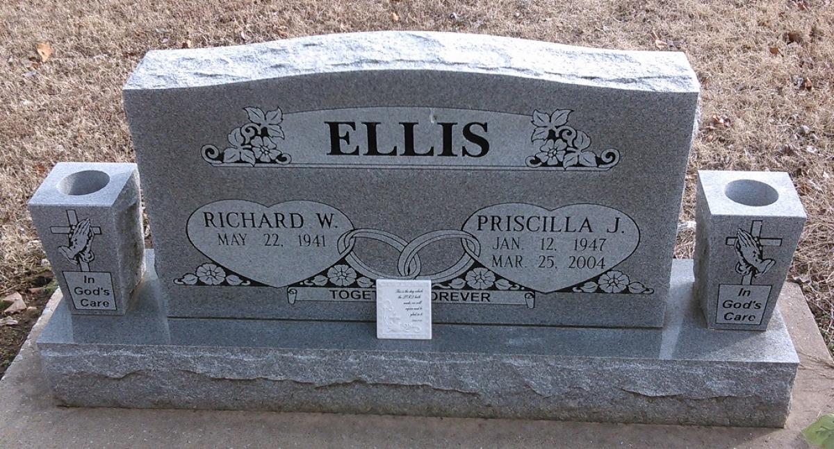 OK, Grove, Buzzard Cemetery, Ellis, Richard W. & Priscilla J. Headstone
