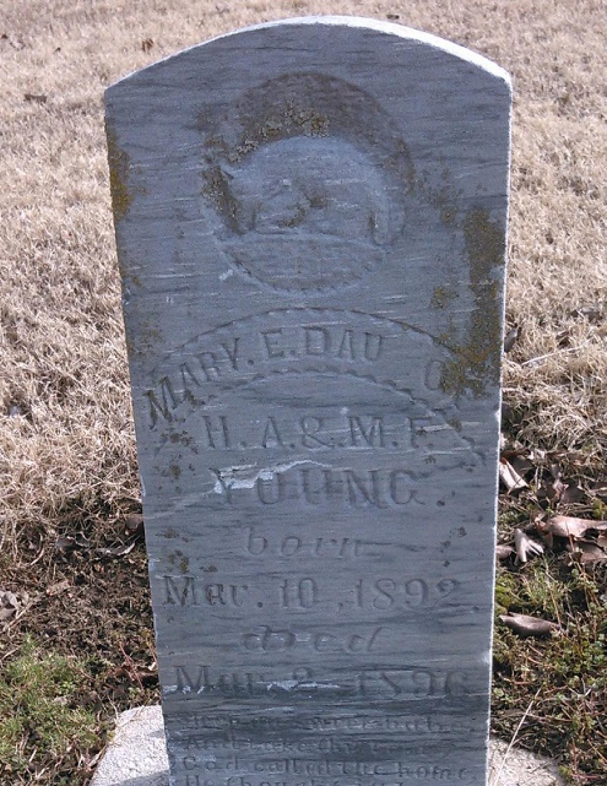 OK, Grove, Buzzard Cemetery, Young, Mary E. Headstone