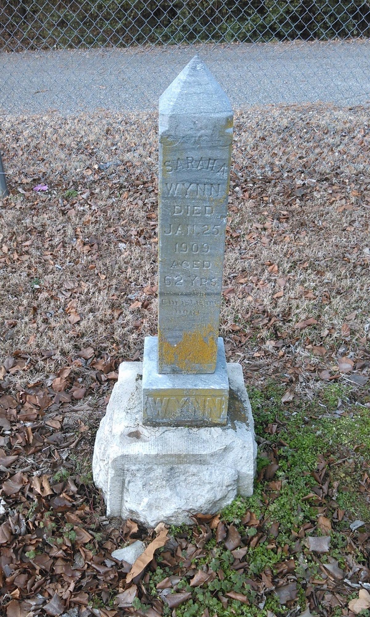 OK, Grove, Buzzard Cemetery, Wynn, Sarah A. Headstone