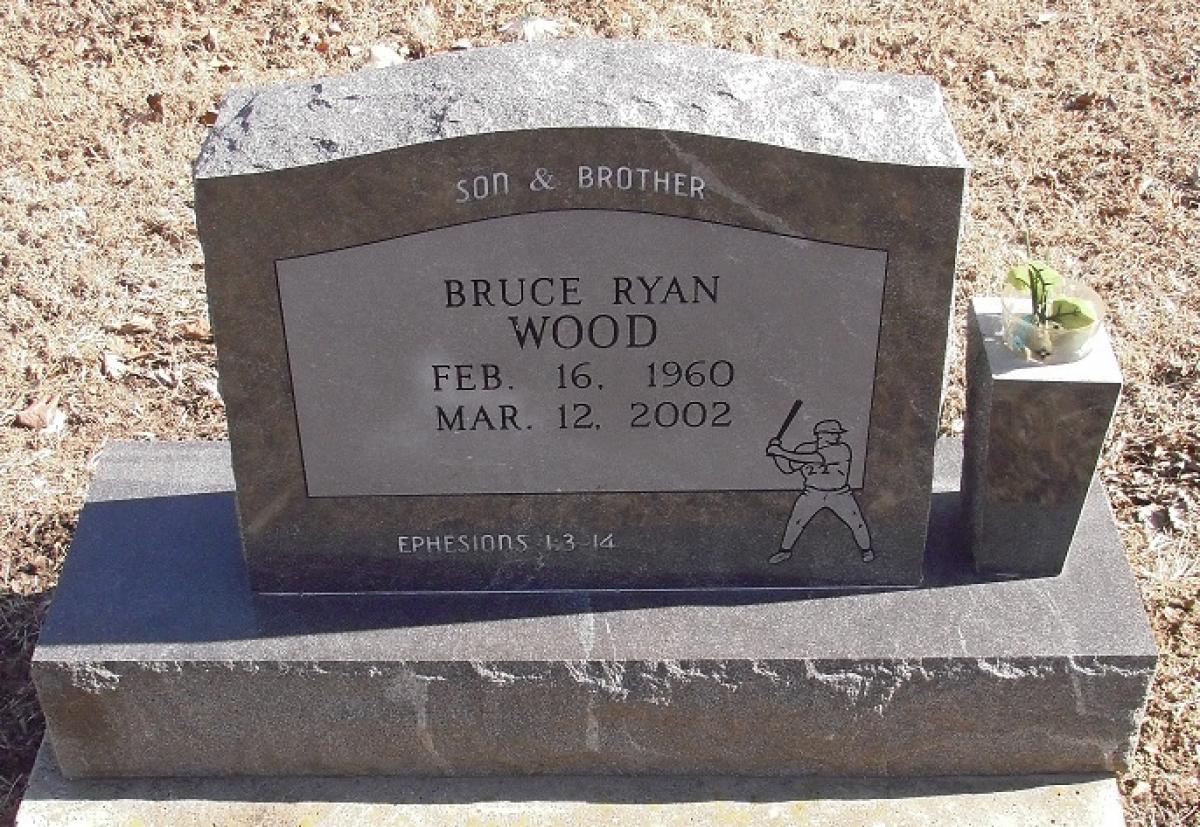 OK, Grove, Buzzard Cemetery, Wood, Bruce Ryan Headstone