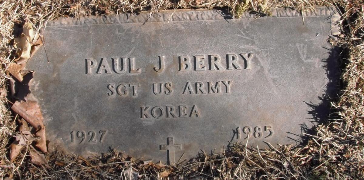 OK, Grove, Buzzard Cemetery, Berry, Paul J. Military Headstone