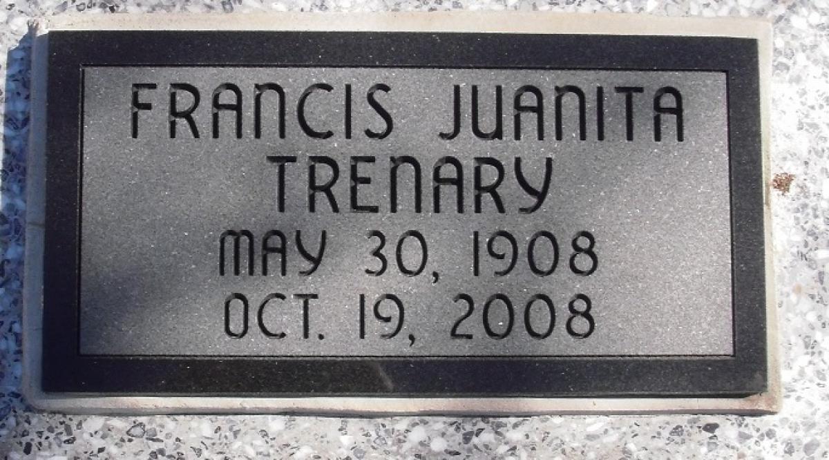 OK, Grove, Buzzard Cemetery, Trenary, Francis Juanita Headstone