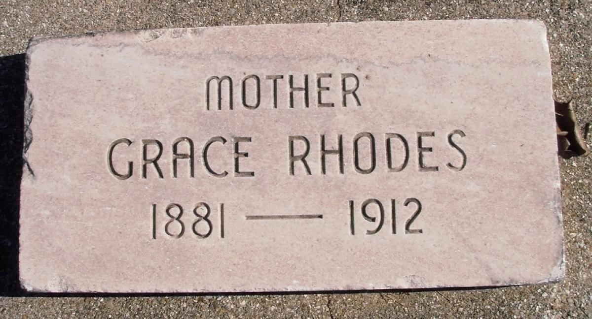 OK, Grove, Buzzard Cemetery, Rhodes, Grace Headstone