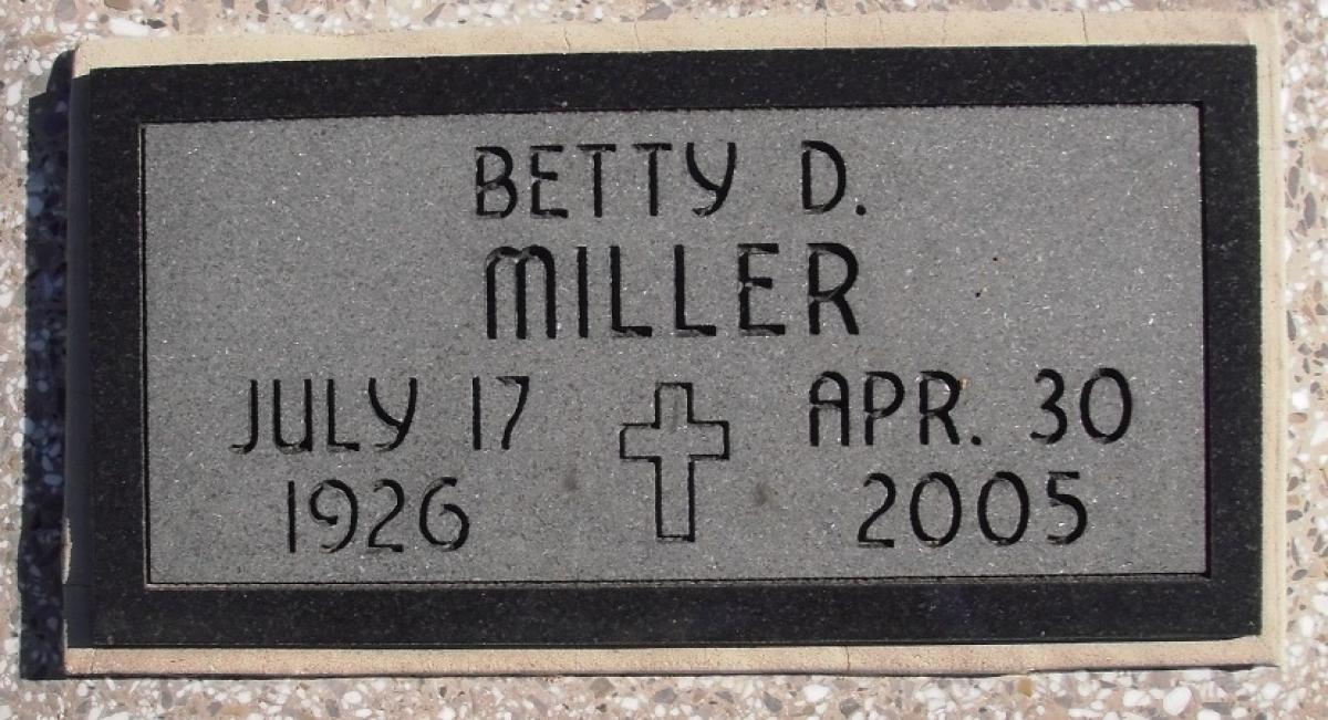 OK, Grove, Buzzard Cemetery, Miller, Betty D. Headstone