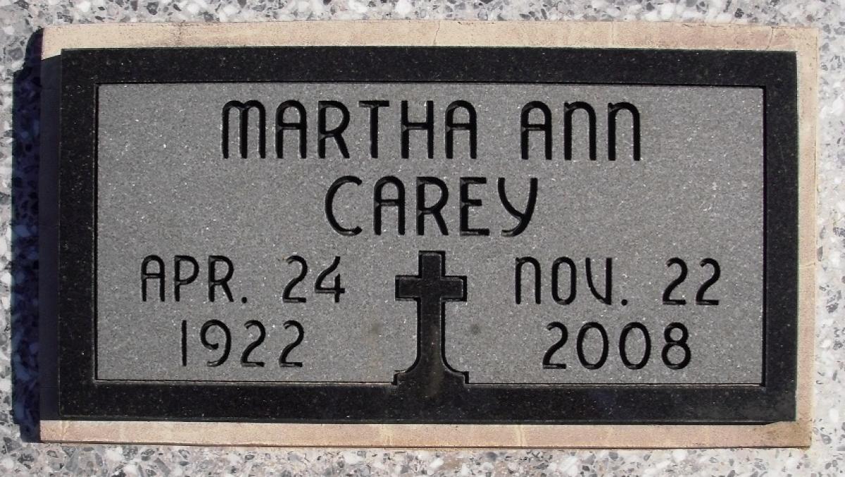 OK, Grove, Buzzard Cemetery, Carey, Martha Ann Headstone