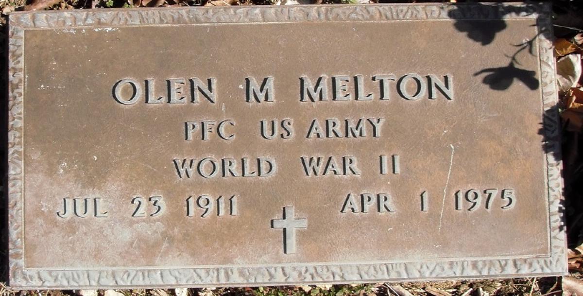 OK, Grove, Buzzard Cemetery, Melton, Olen M. Military Headstone