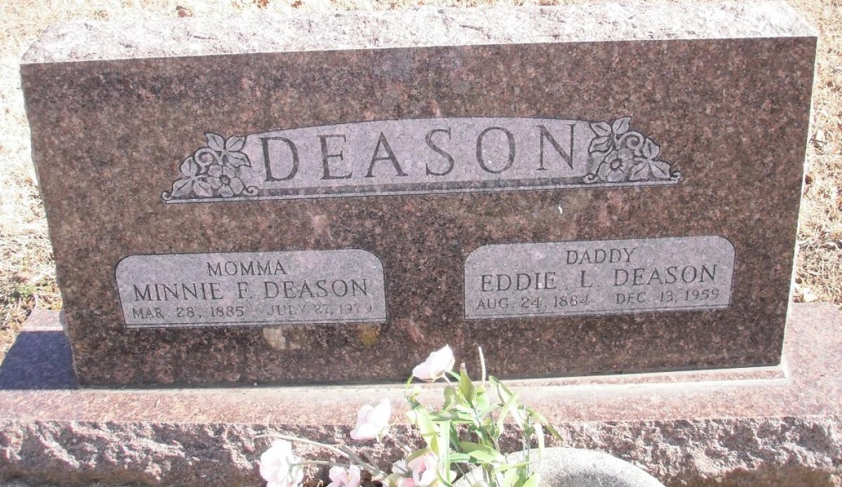 OK, Grove, Buzzard Cemetery, Deason, Eddie L. & Minnie F. Headstone